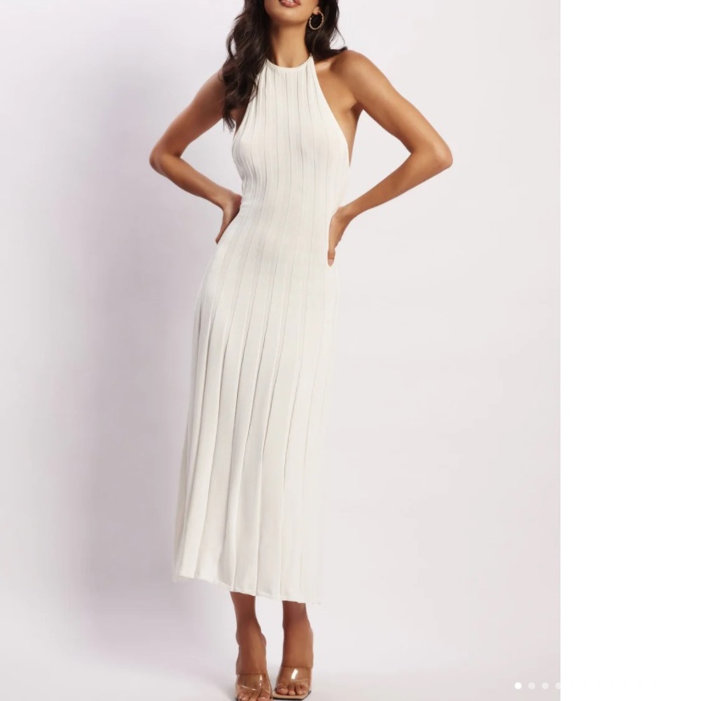 Adrienne Halter Neck Midi Dress - White